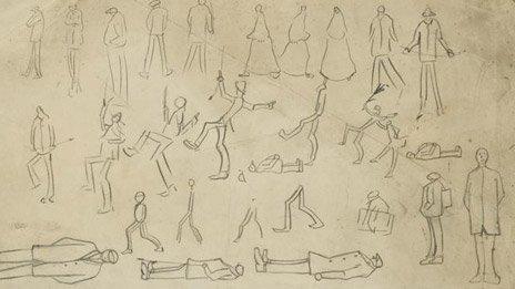 Study of figures by LS Lowry