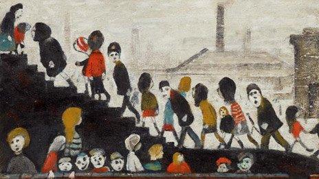 Children Walking up Steps by LS Lowry