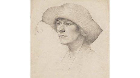 Head of a Woman in a Feathered Hat by LS Lowry