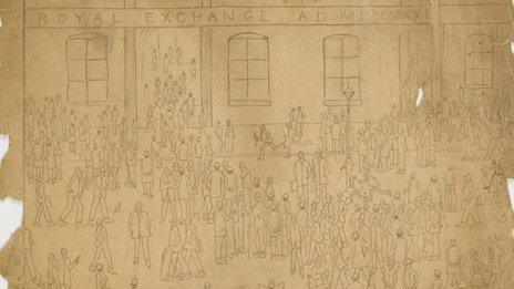 The Royal Exchange by LS Lowry