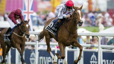 Talent (right) wins the Oaks at Epsom