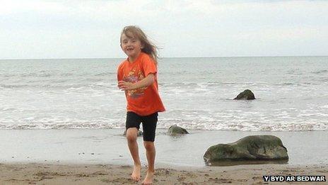 April Jones at the beach in New Quay, Ceredigion