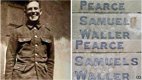 Pte George Samuel and war memorial