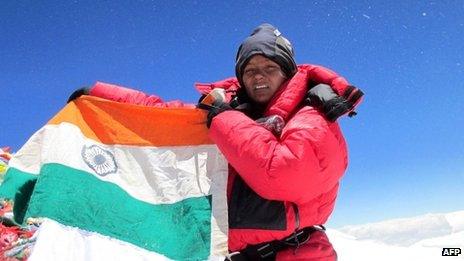 Arunima Sinha on top of the Mount Everest