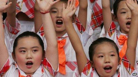 File image of the Chinese Children's Choir during the 2008 Olympic Games in Beijing on 4 August 2008