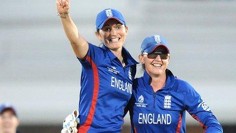 England women's captain Charlotte Edwards (left) with wicketkeeper Sarah Taylor