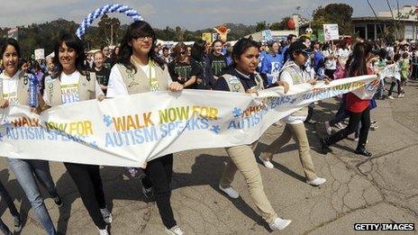 Protesters march for Autism Speaks