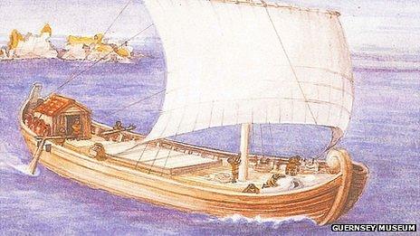 Artist's impression of Asterix, Gallo-Roman vessel found off Guernsey. Drawn by Penny Dorey