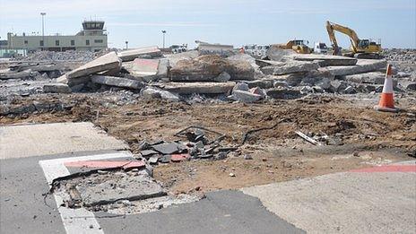 Guernsey Airport project: Work on the apron outside the terminal building