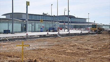 Guernsey Airport project: Work on the apron outside the terminal building