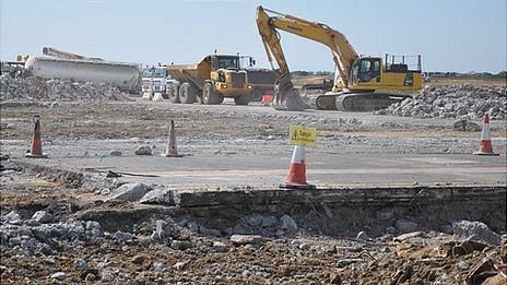 Guernsey Airport project: Work on the apron outside the terminal building