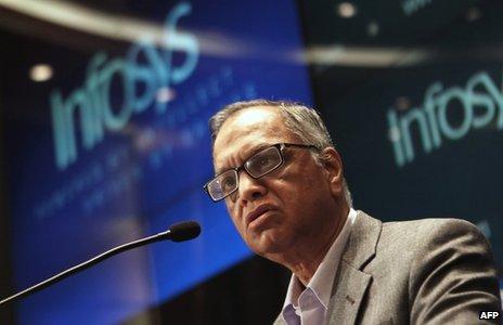 In this photograph taken on June 1, 2013, founding member of Infosys, N.R. Narayana Murthy, speaks at a press conference at the company"s Indian headquarters in Bangalore