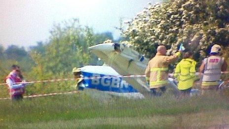 Light aircraft crash at Cranfield Airport