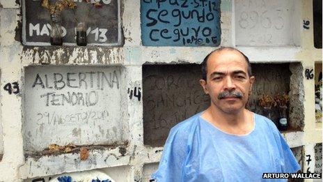 Dr Antonio Sarama at the cemetery in Tumaco, Colombia