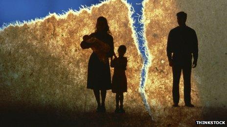 Silhouette of family separated