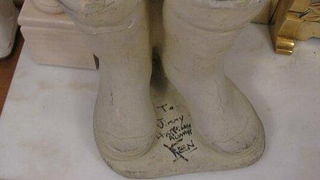 Jimmy Cricket's concrete wellington boots