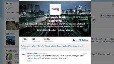 Network Rail's Twitter feed