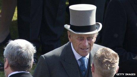 Duke of Edinburgh at Buckingham Palace garden party