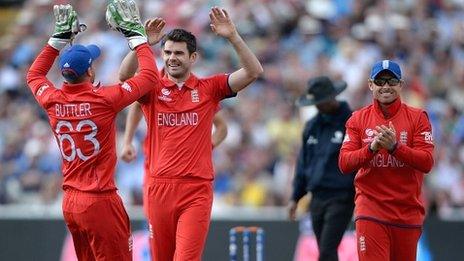 England celebrate at Edgbaston