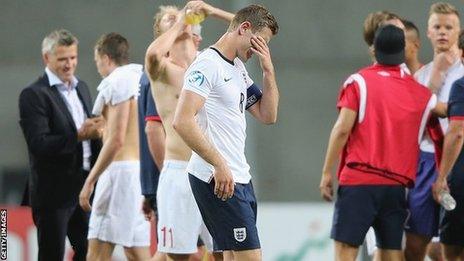 Jordan Henderson (c) after England's European Under-21 Cahmpionship defeat to Norway