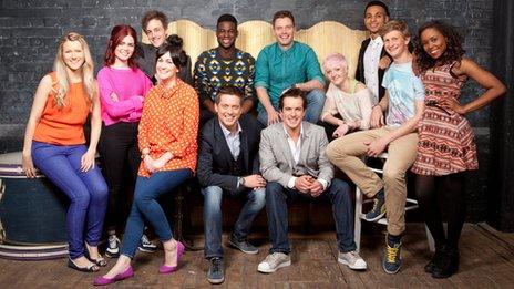 The Blue Peter hopefuls with BBC presenters Dick and Dom