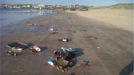 Discarded litter at Portstewart Strand at the weekend