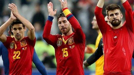 Spain players celebrate