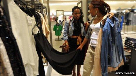 Shoppers in a branch of Zara in Johannesberg