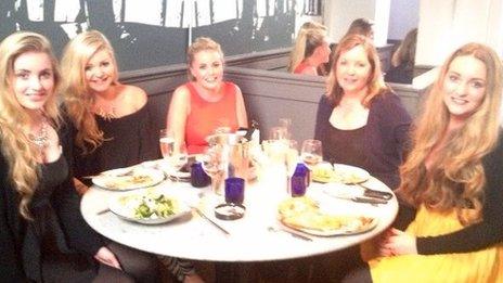 (lft-rt) Sisters Abigail Smartt, Zoe Smart and Emma Smartt with mother Barbara Smartt and birthday girl Rebecca Smartt