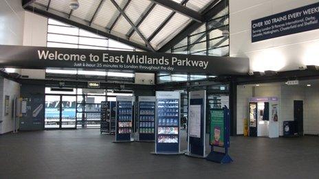 The empty concourse at East Midlands Parkway