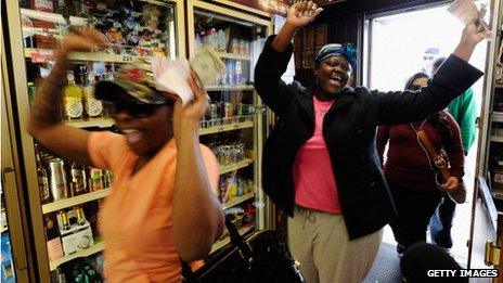 Women celebrate lottery win