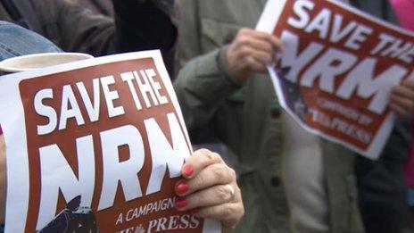 National Railway Museum protestors holing signs