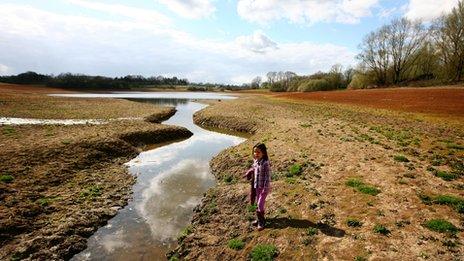 A dry Bewl Water Reservoir near Lamberhurst, Kent