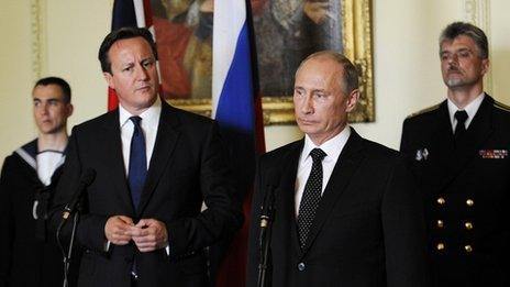 David Cameron and Vladimir Putin