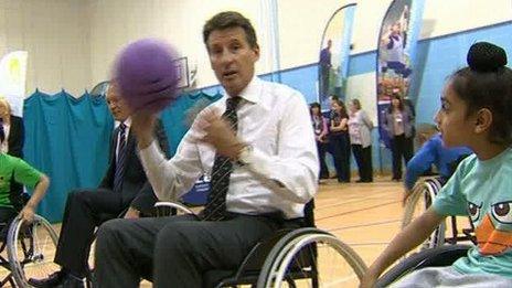 Lord Coe playing wheelchair basketball