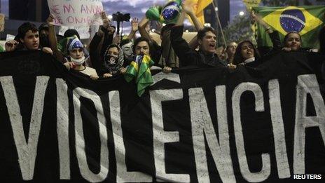 Protesters in Sao Paulo