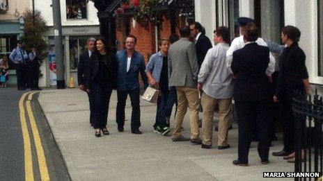 Bono and Ali Hewson on their way to lunch with the Obamas