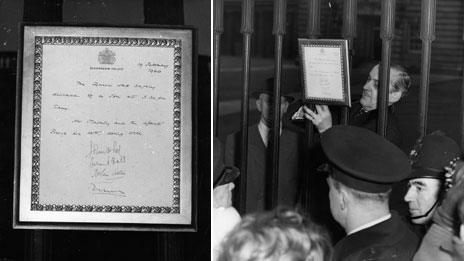 Easel announcing birth of Prince Andrew, 1960