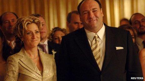 Edie Falco and James Gandolfini in The Sopranos