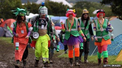 Festival goers in fancy dress