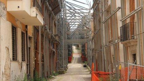 Scaffolding in L'Aquila