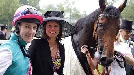 (l-r) Tom Queally, Lady Cecil and Riposte