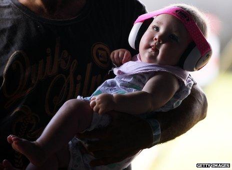 Baby in ear protectors