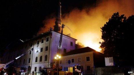 Fire at Riga Castle, Latvia. 20 June 2013