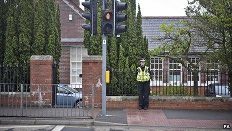 Police outside Rhoose school