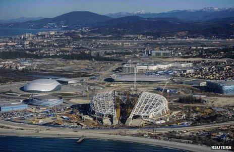 Olympic construction sites in Sochi, Russia, March 2013