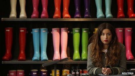 Colourful wellies on sale at Chelsea Flower Show