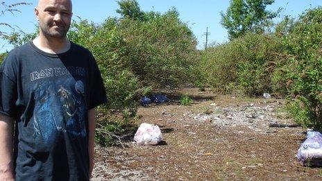 Councillor Patrick Maycock-Jones on land between Caldicot and Rogiet where household rubbish is dumped