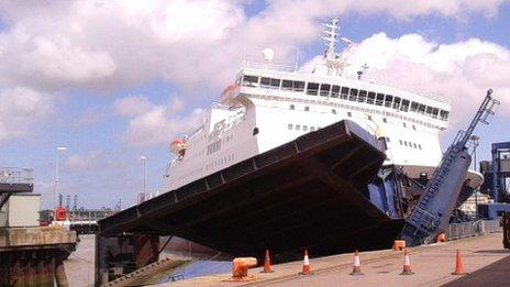 Ferry hitting quayside