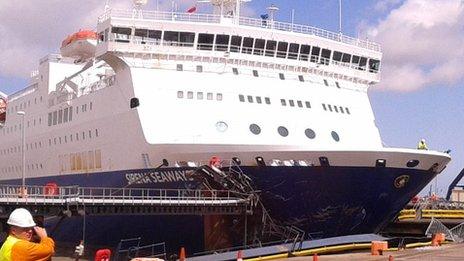 Ferry hitting quayside